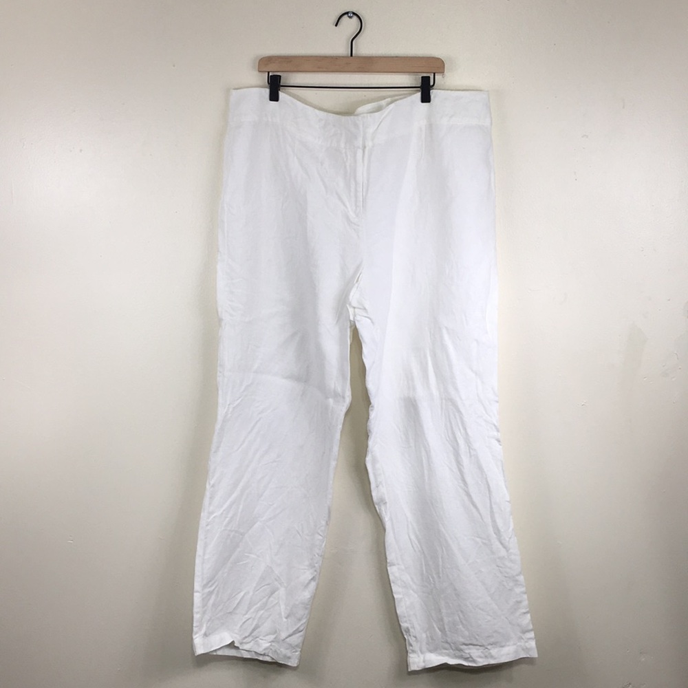 Eileen Fisher Woman White 100% Linen Pants